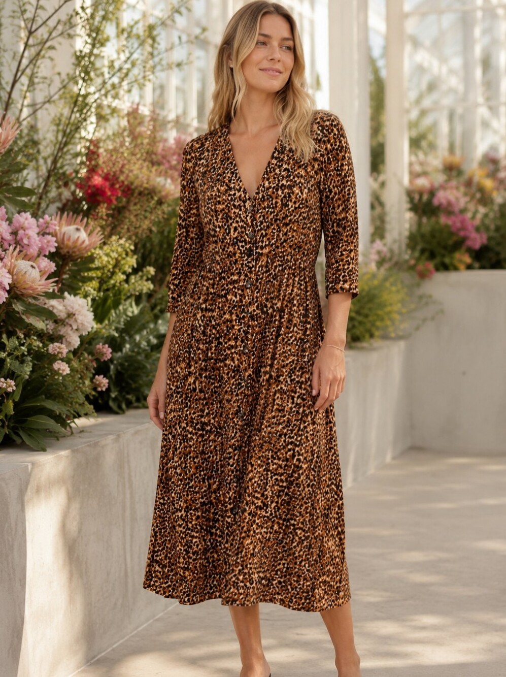 Zara trf Leopard Midi Dress